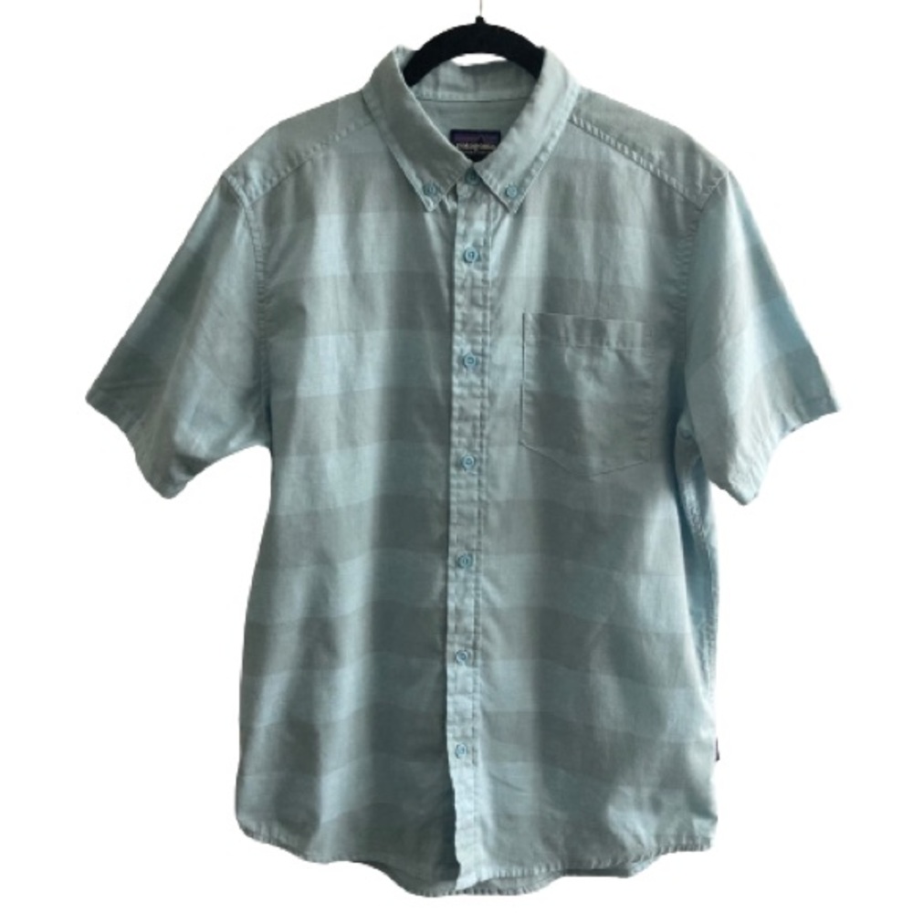 Patagonia Bluffside Shirt Short Sleeve Button Down Boil Stripe Big Sky Blue
